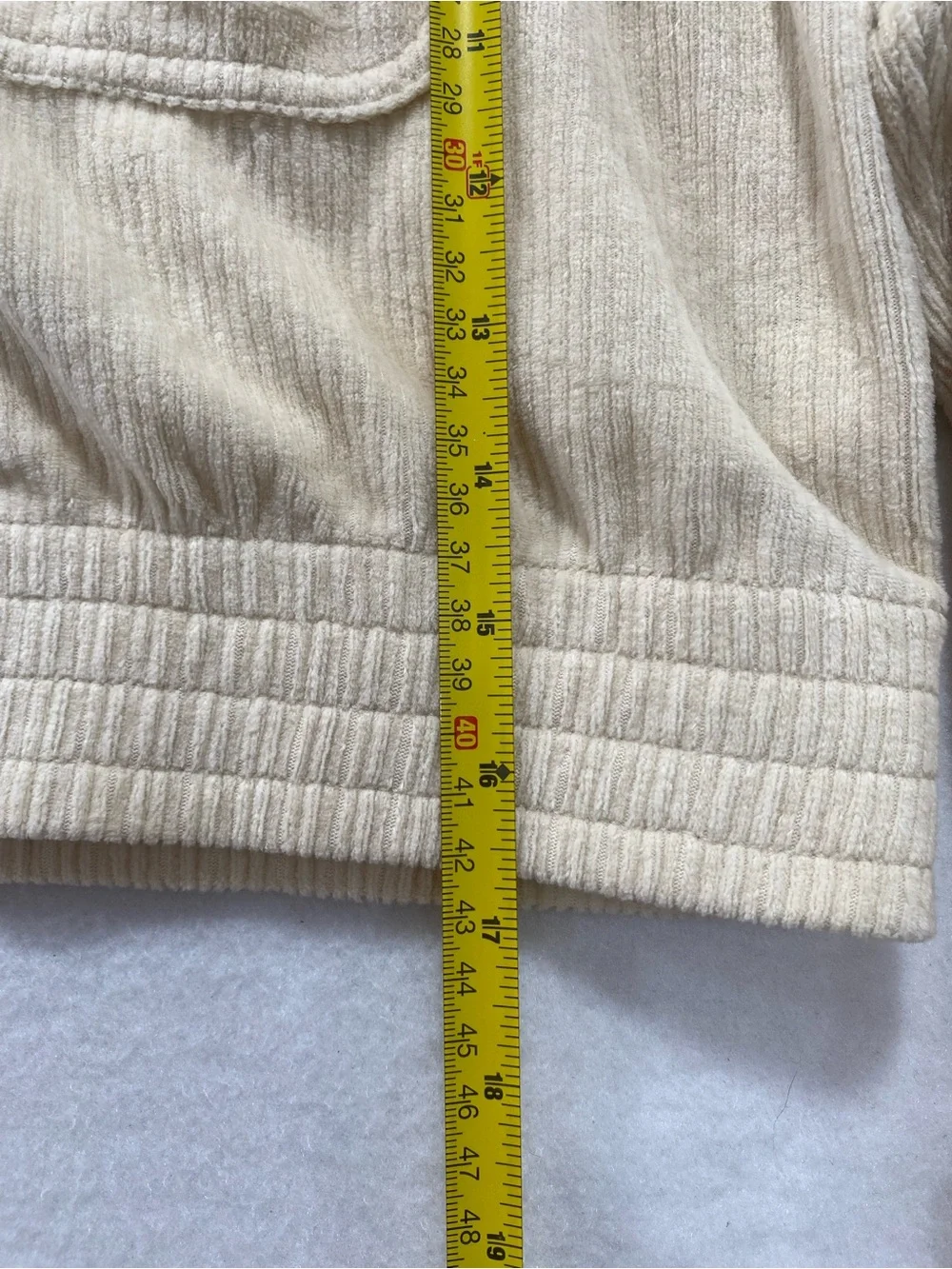Aerie Cream Cropped Corduroy Zip Up Jacket XS Utility Mock Neck Fall Staple